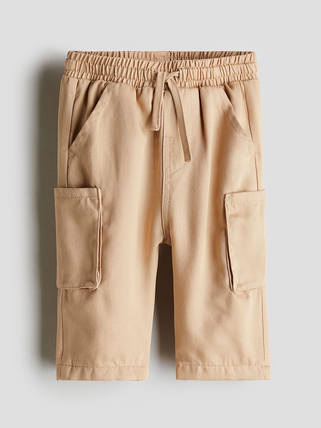 

H&M Jersey-Lined Twill Joggers, Beige