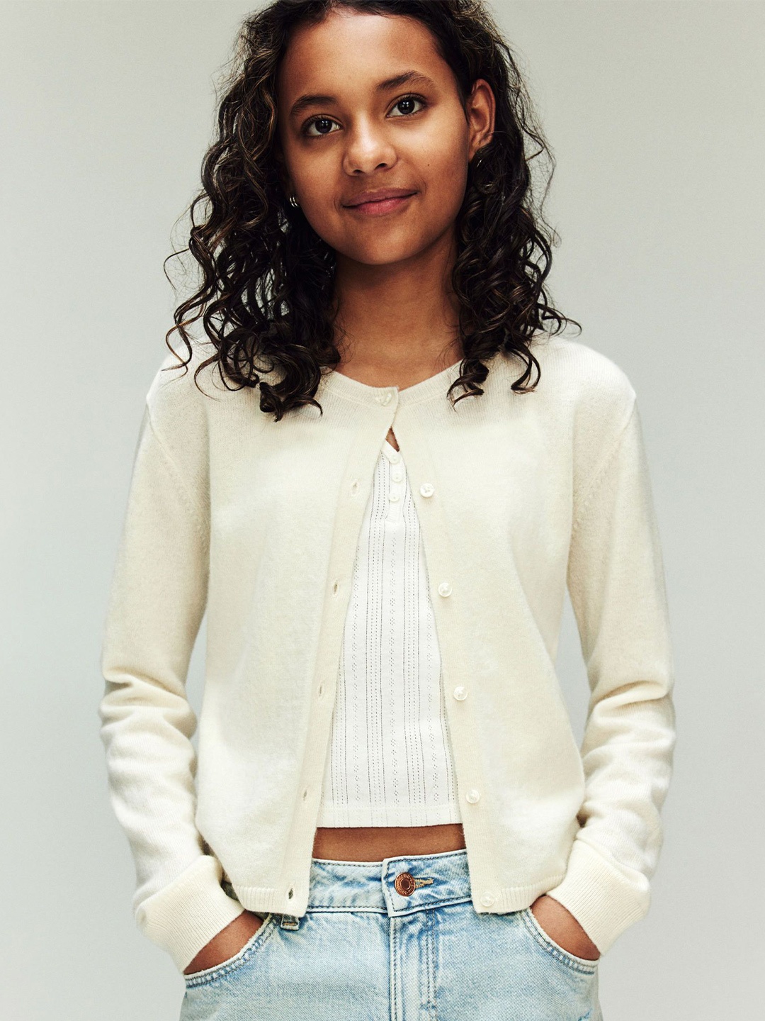

H&M Cashmere-Blend Cardigan, White