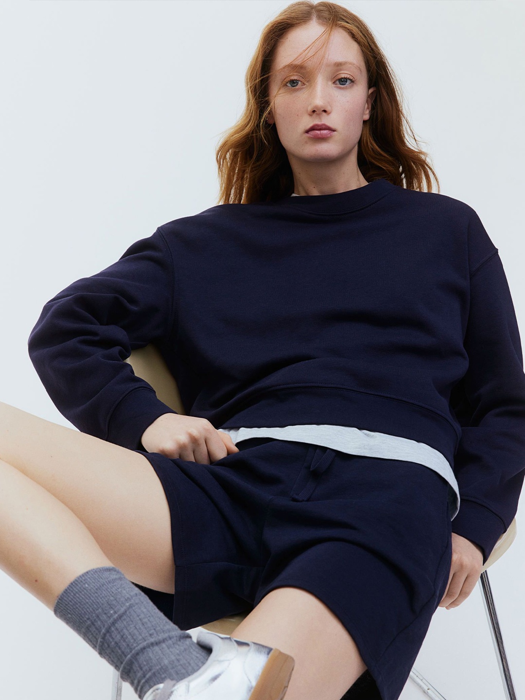 

H&M Loose-fit Sweatshirt, Navy blue