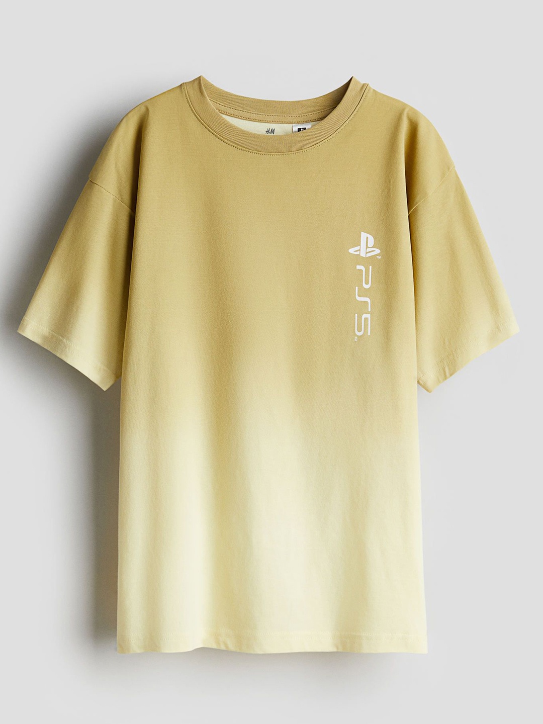 H&M Printed Cotton T-Shirt, Yellow
