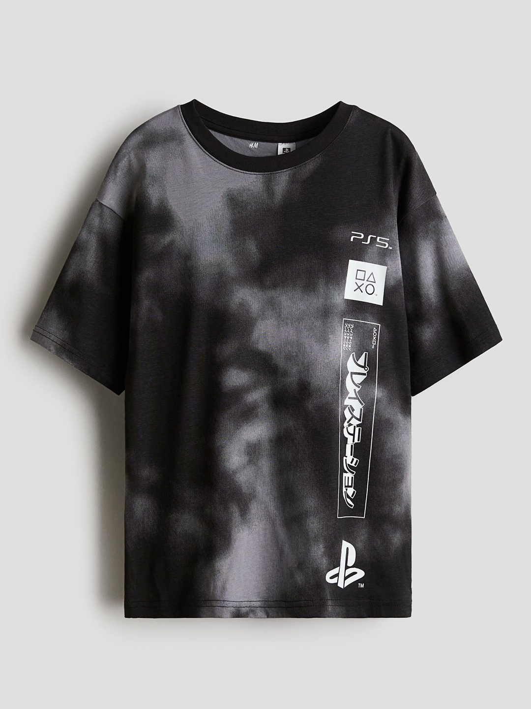 

H&M Printed Cotton T-Shirt, Grey
