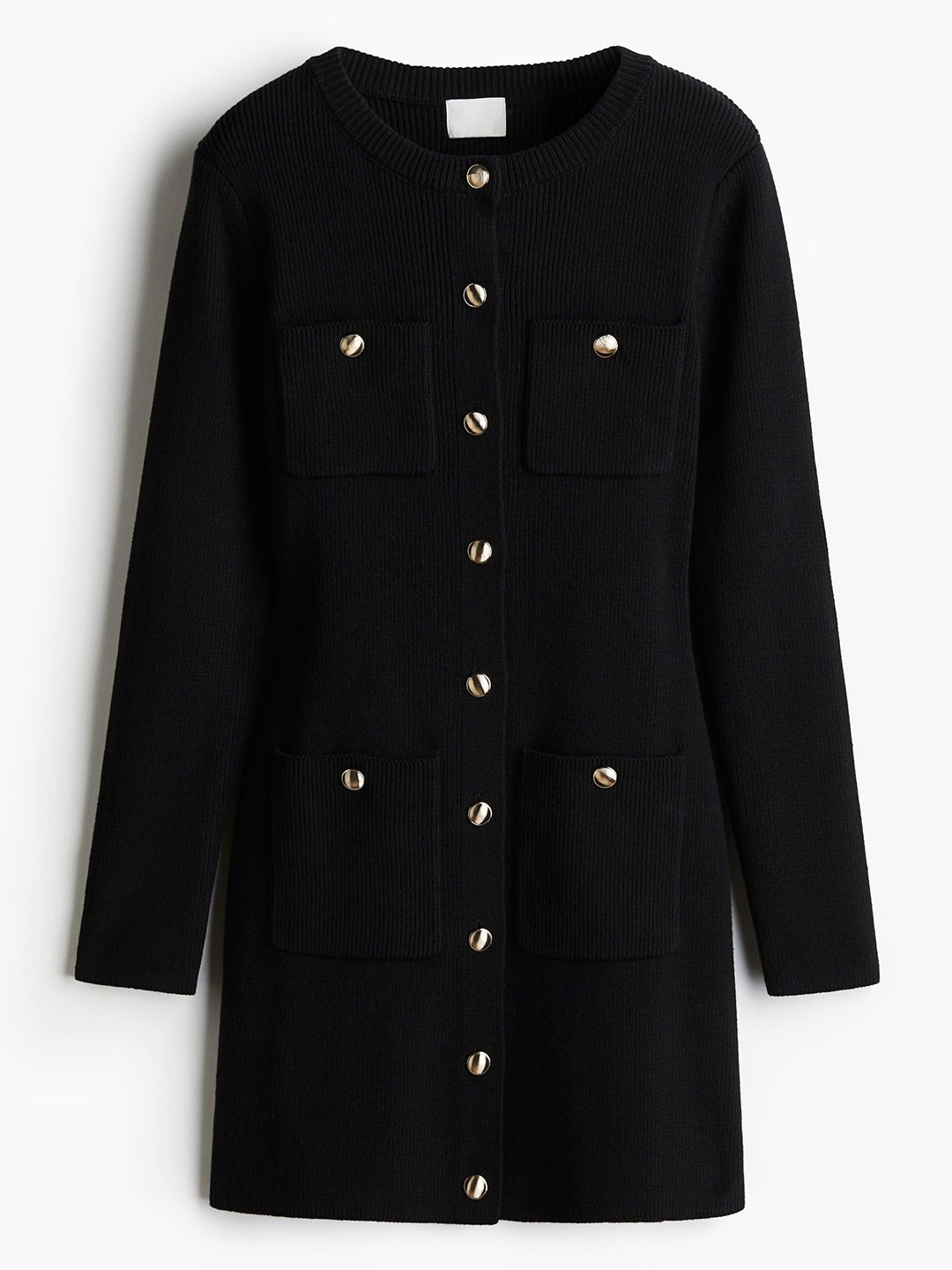 

H&M Pocket-Front Knitted Dress, Black