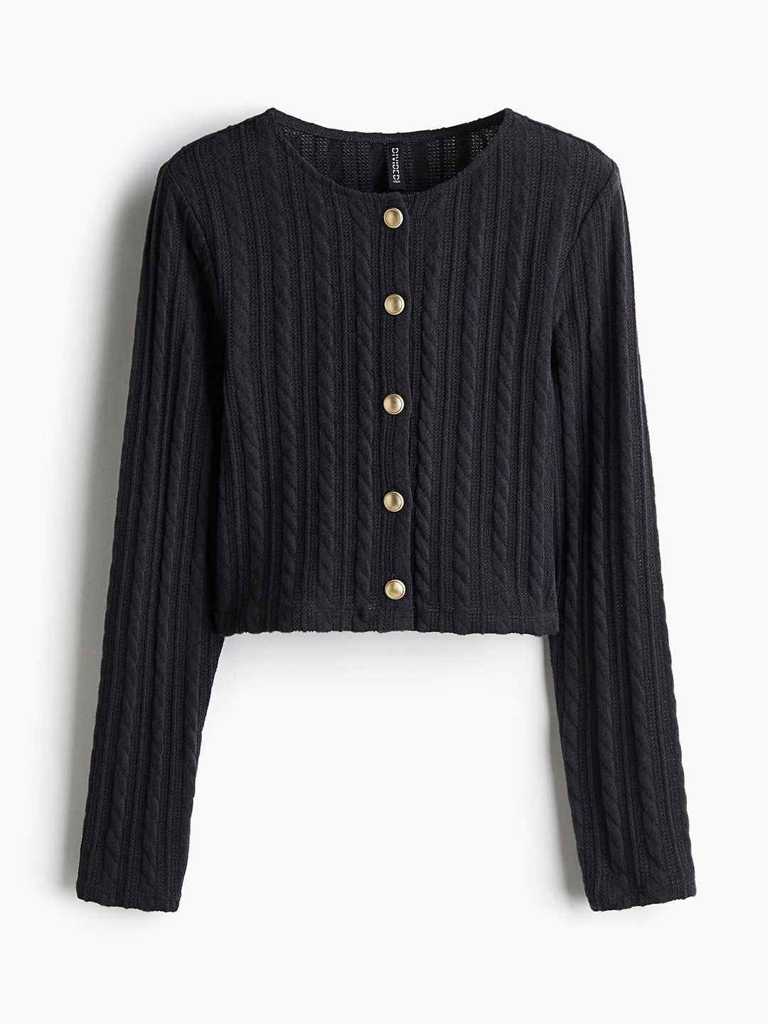 

H&M Women Cable-Knit-Look Cardigan, Grey