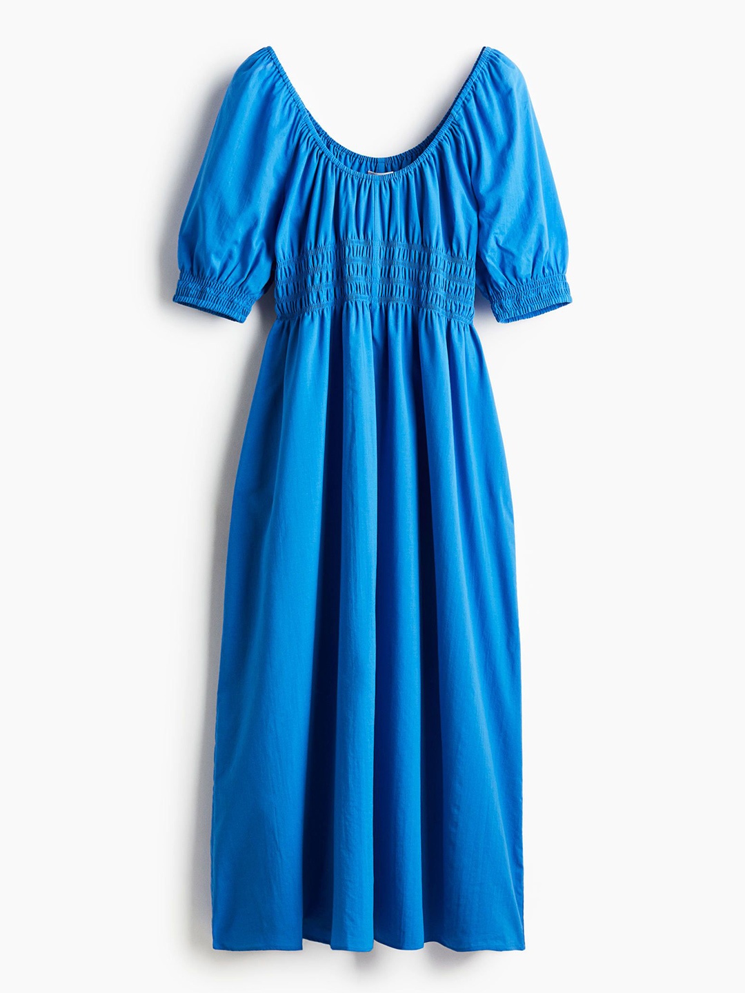 

H&M Women Smocked-Waist Cotton Dress, Blue