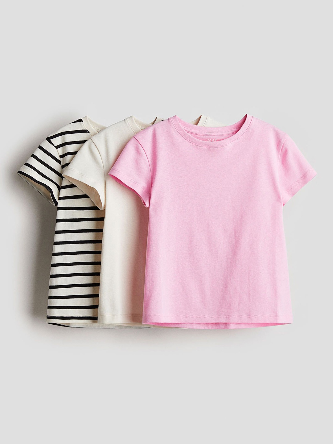 H&M Girls 3-Pack Cotton Jersey Tops, Pink