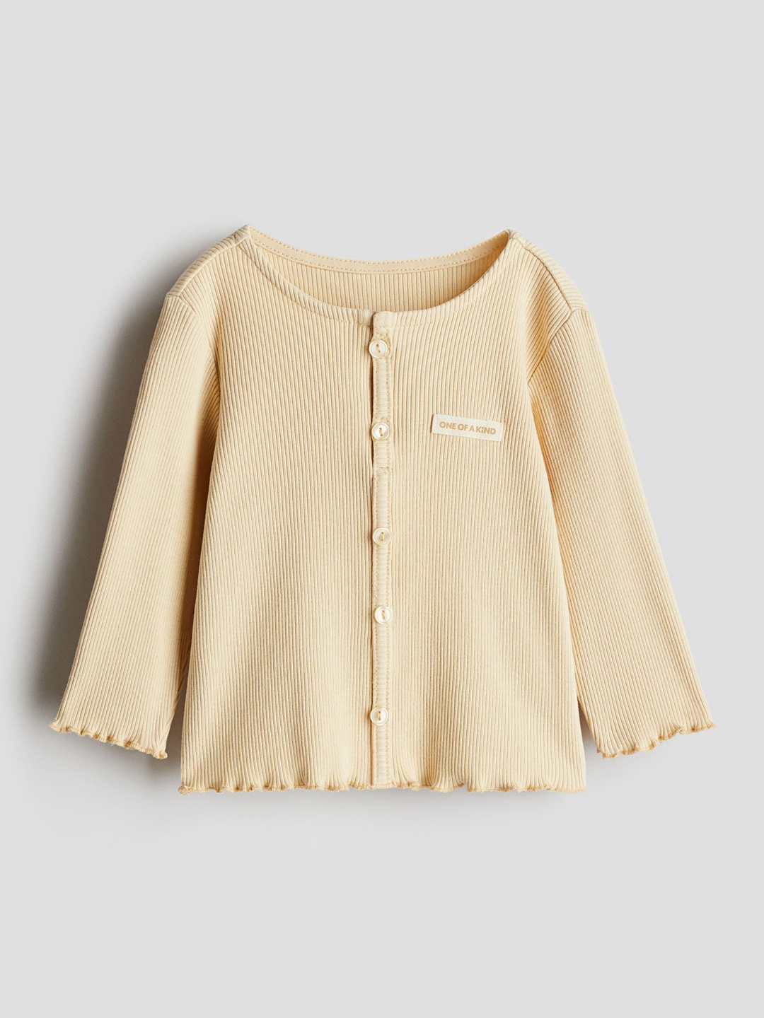 H&M Girls Button-Detail Jersey Top, Beige