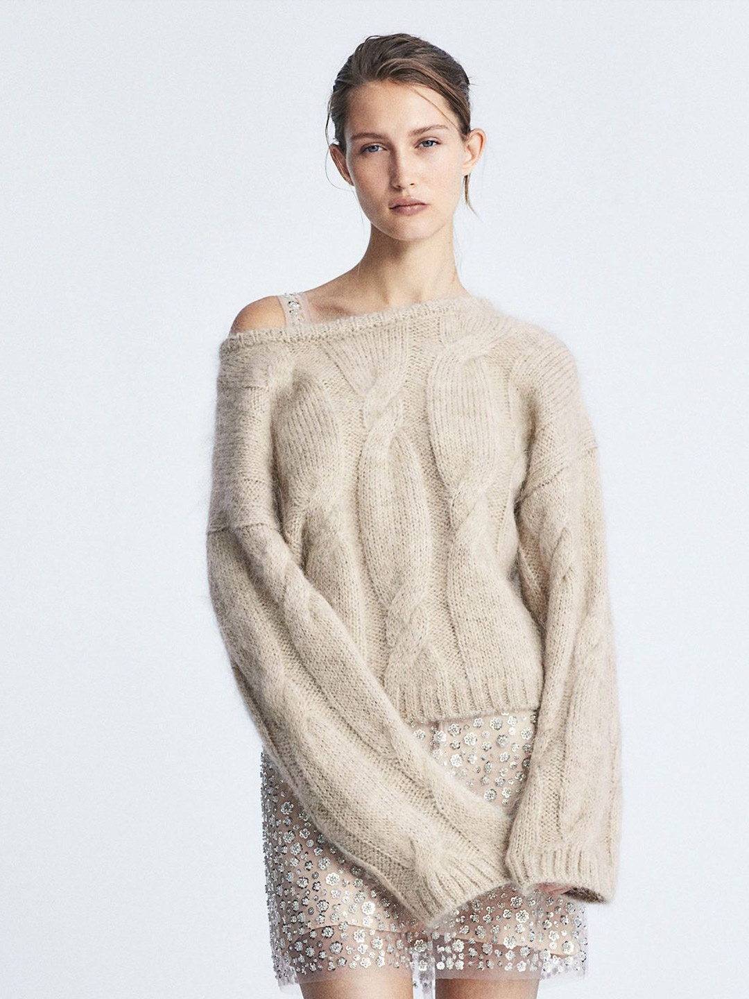 

H&M Mohair-Blend Jumper, Beige