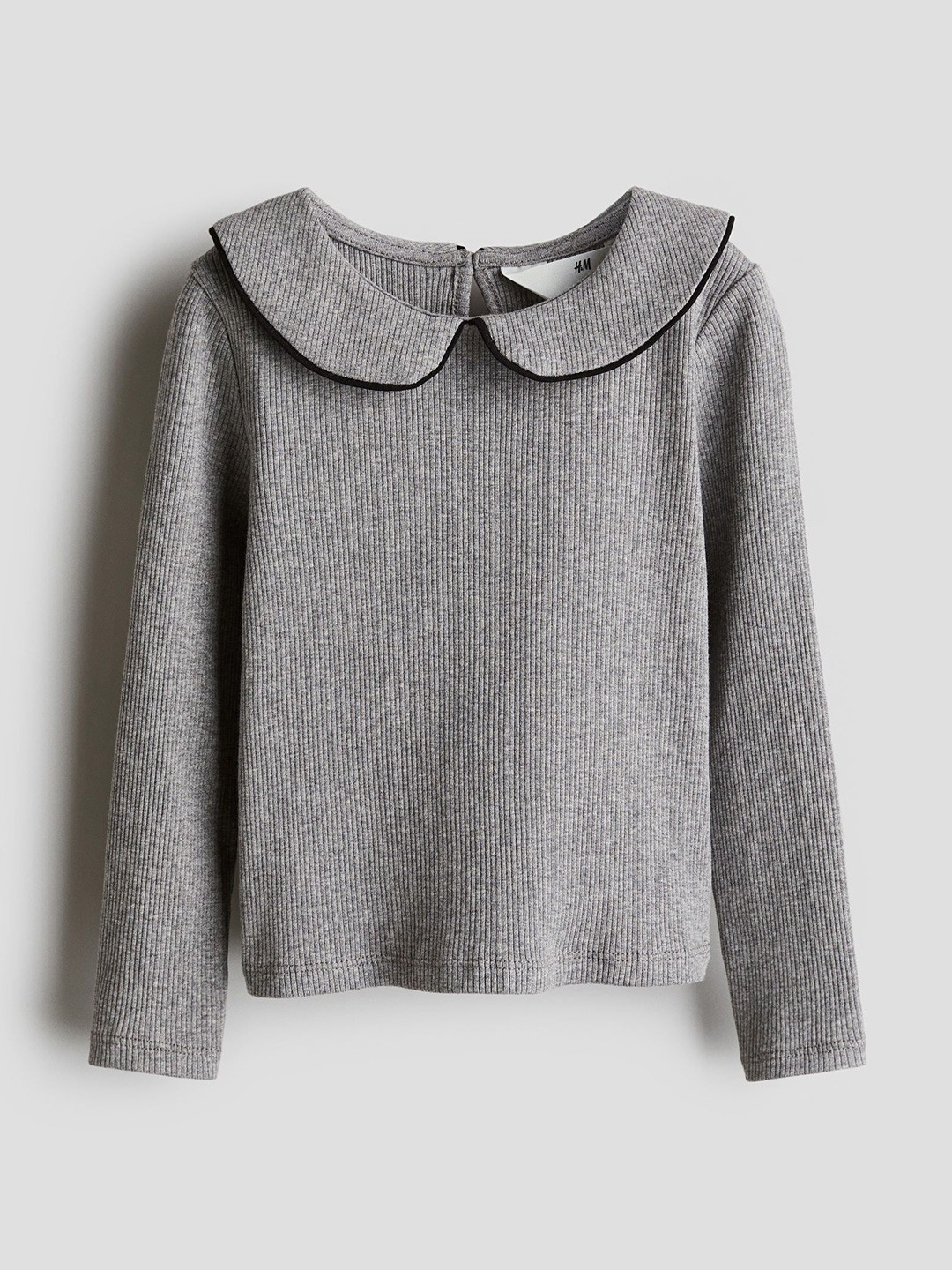 

H&M Collared Jersey Top, Grey