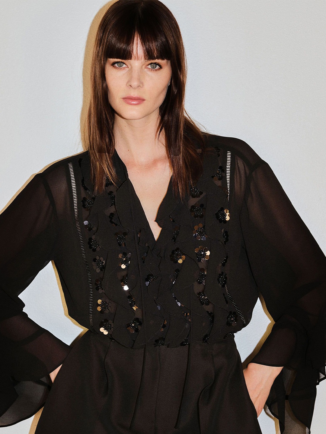 

H&M Embellished Blouse, Black