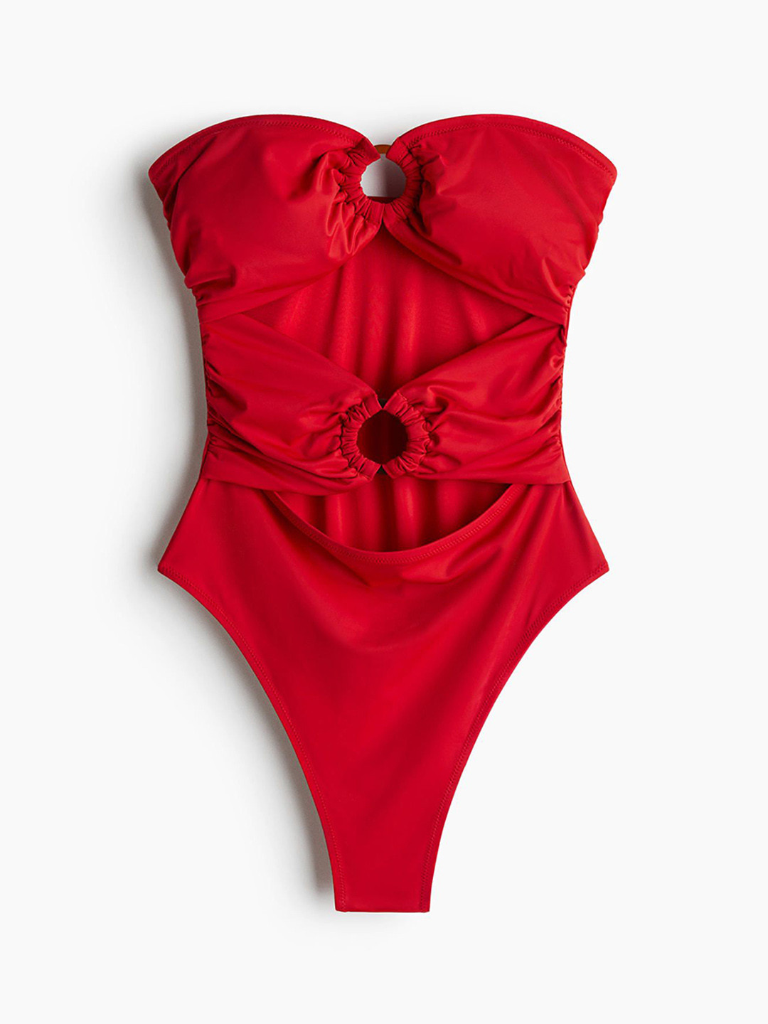 

H&M Women Padded-Cup High-Leg Bandeau Swimsuit, Red
