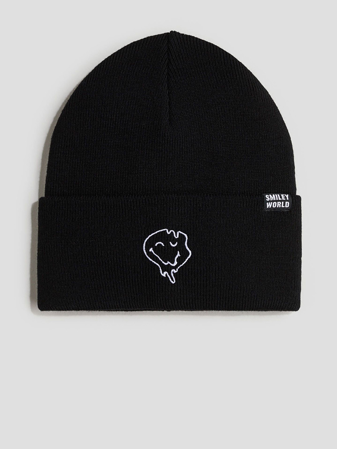

H&M Embroidered-Detail Beanie, Black