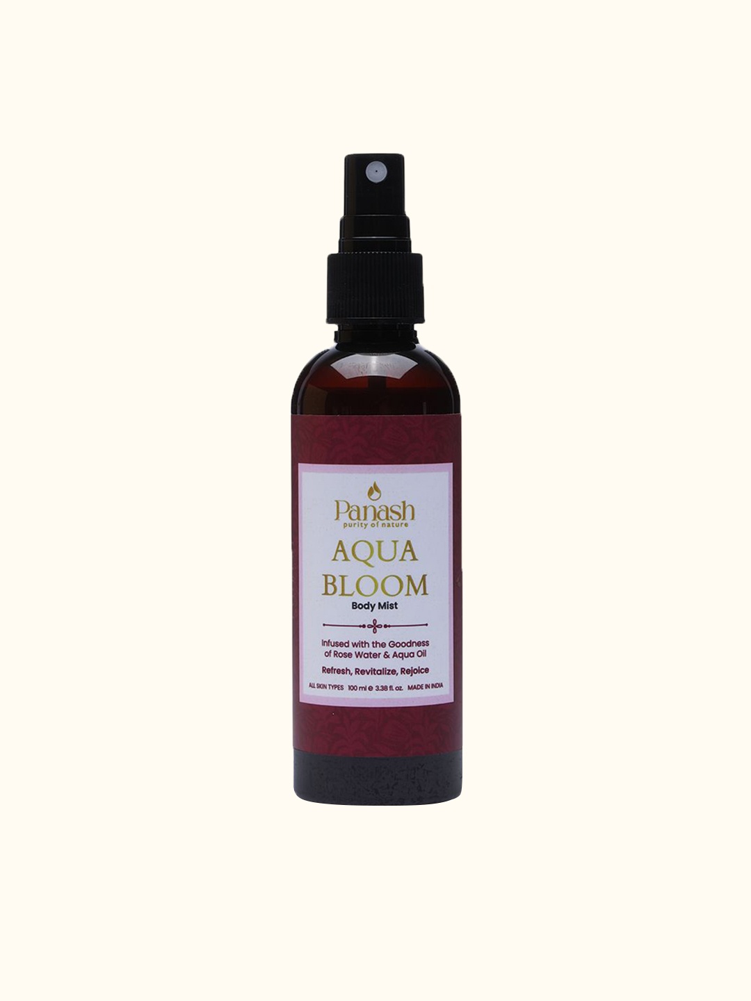 

PANASH Aqua Bloom Body Mist With Rose Water & Aqua Oil - Refresh Revitalize Rejoice -100ml, Nude