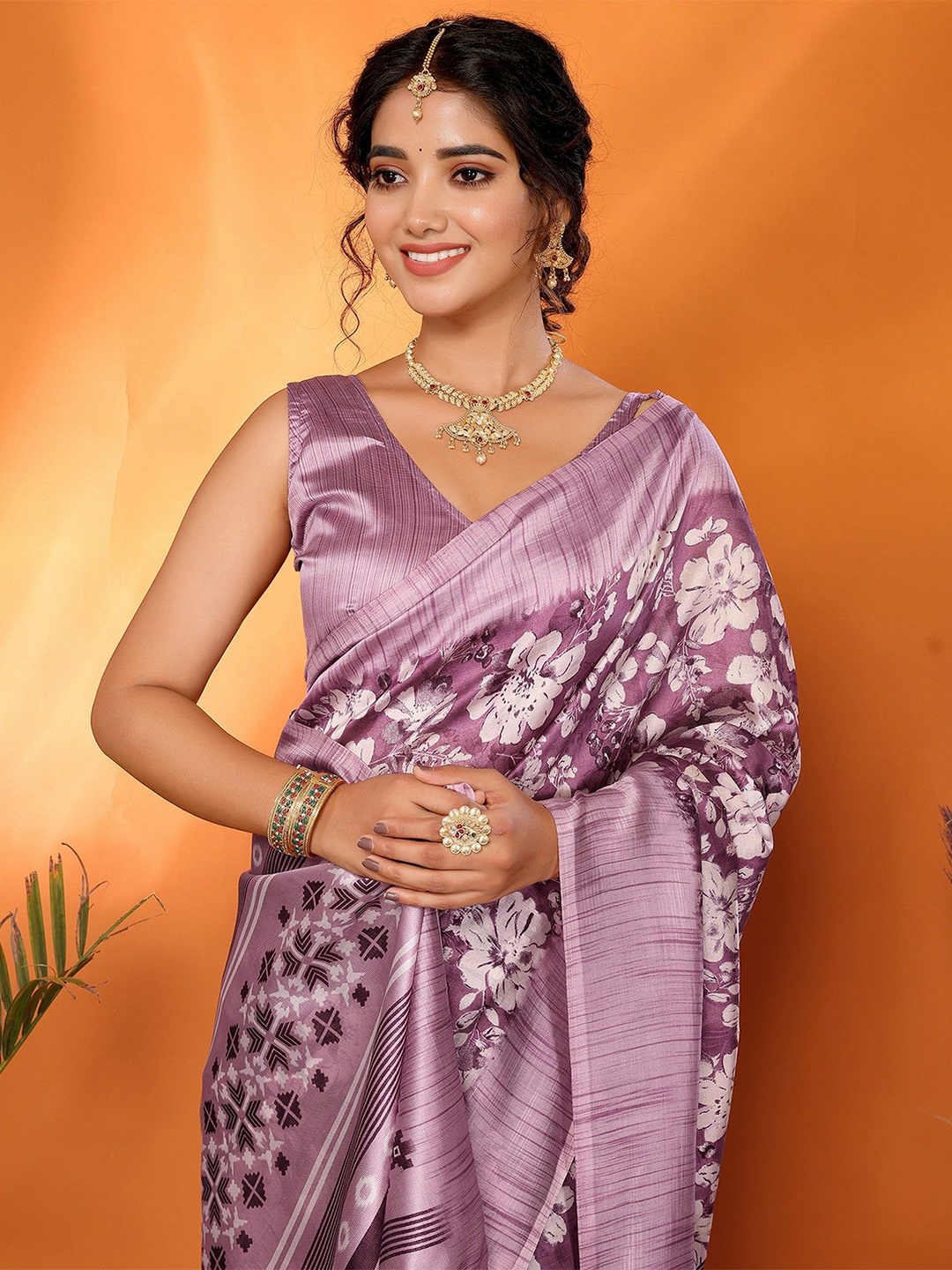 KALINI Woven Design Zari Jamdani Saree, Pink
