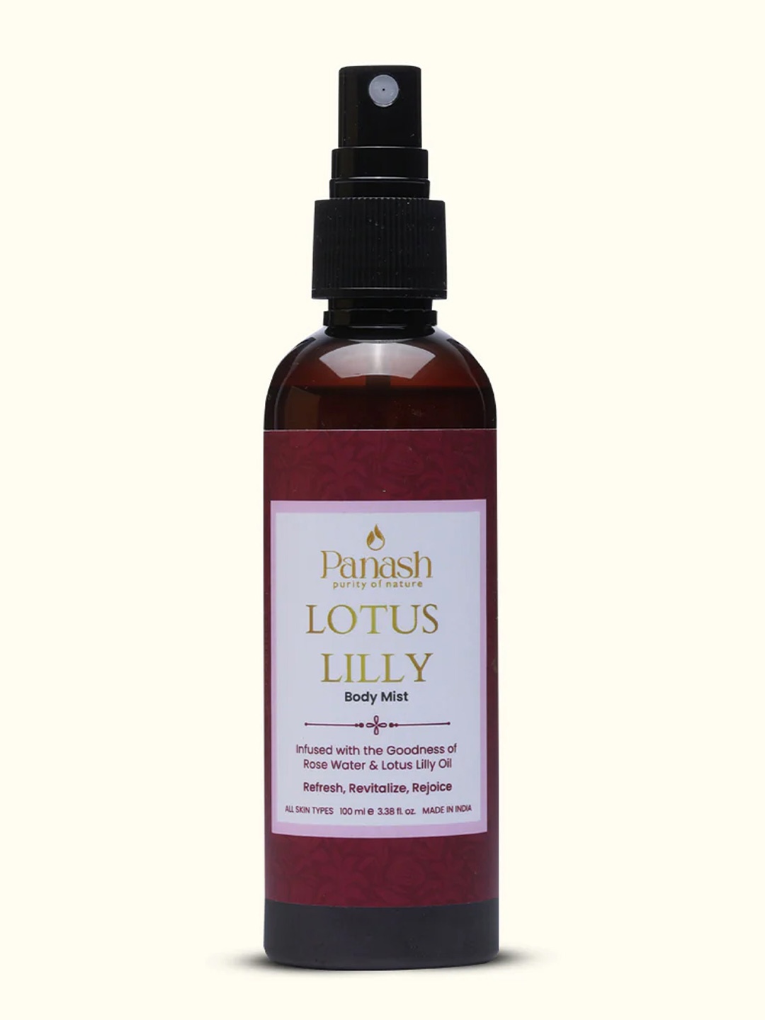 

PANASH Lotus Lily Hydrating Refreshing Long Lasting Body Mist With Rose Water - 100 ml, Nude