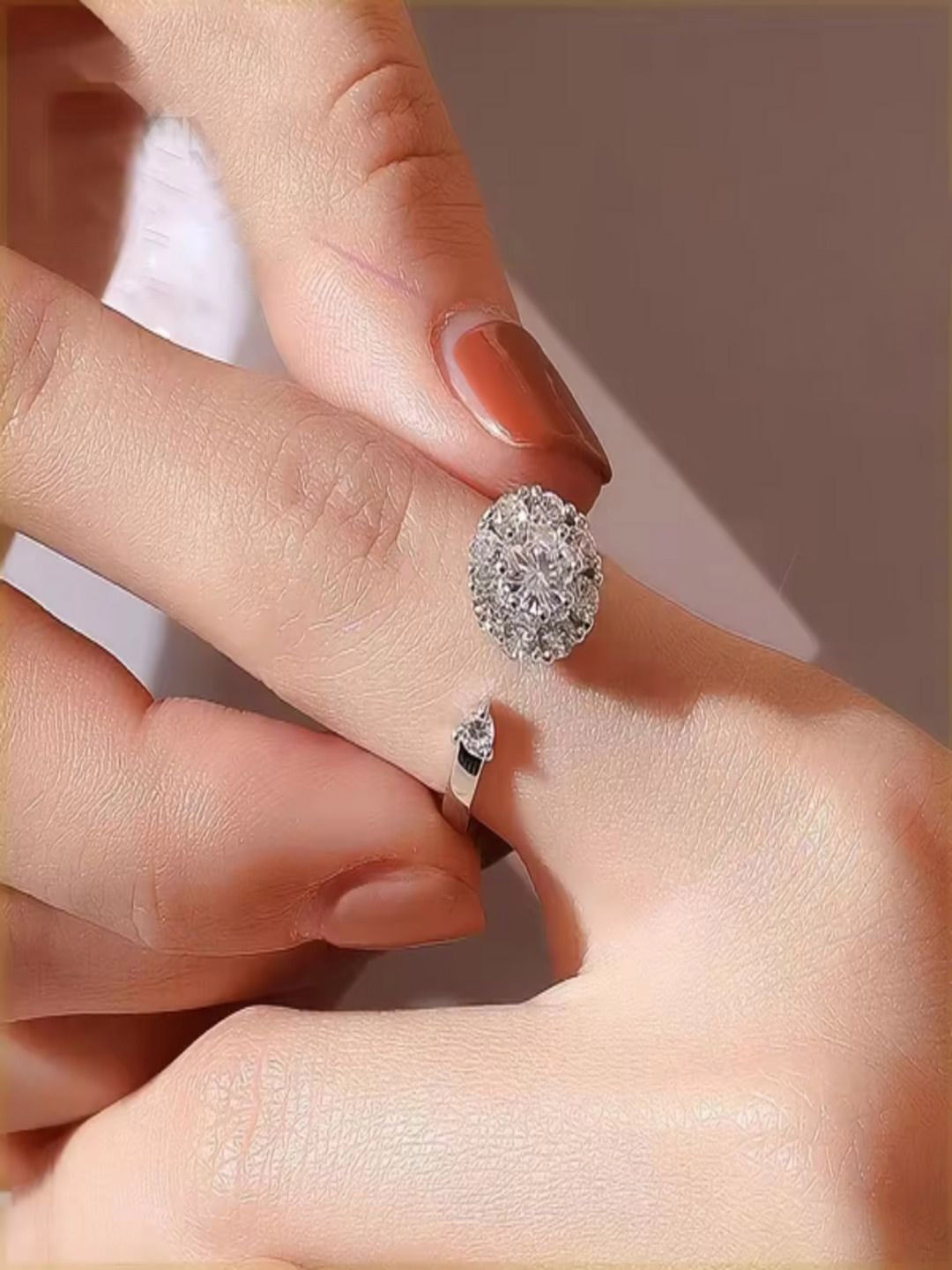 

Paavni 92.5 Sterling Silver Rhodium-Plated CZ-Studded Adjsuatble Finger Ring