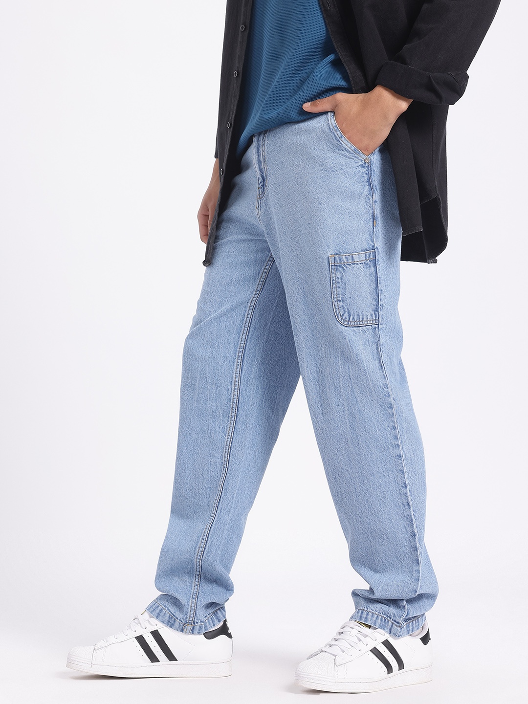 

glitchez Men Baggy Essentials Jeans, Blue