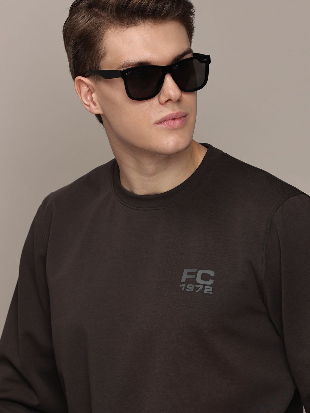 

French Connection Men Pullover Sweatshirt, Coffee brown
