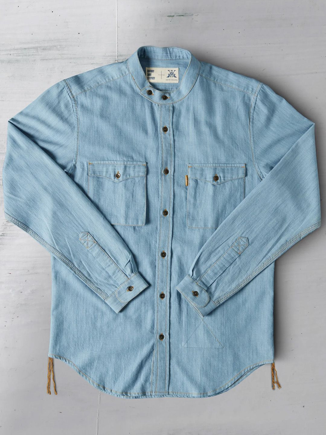 

Bombay Shirt Company Men Relaxed Spread Collar Solid Cotton Relaxed Fit Casual Shirt, Blue