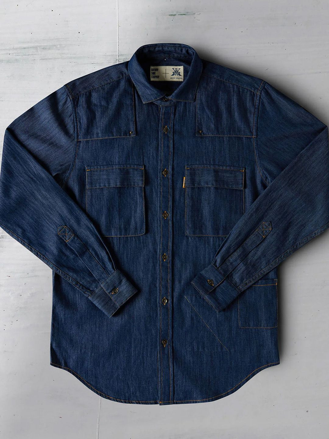 

Bombay Shirt Company Men Relaxed Spread Collar Solid Cotton Relaxed Fit Casual Shirt, Blue