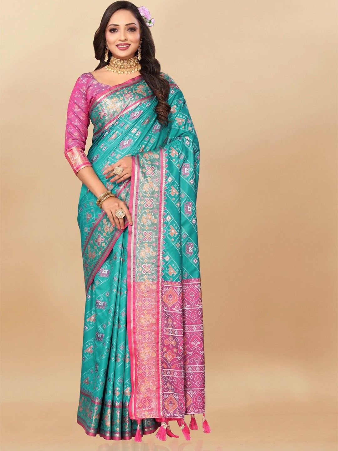 

VARNI FABRICS Woven Design Pure Silk Banarasi Saree, Blue