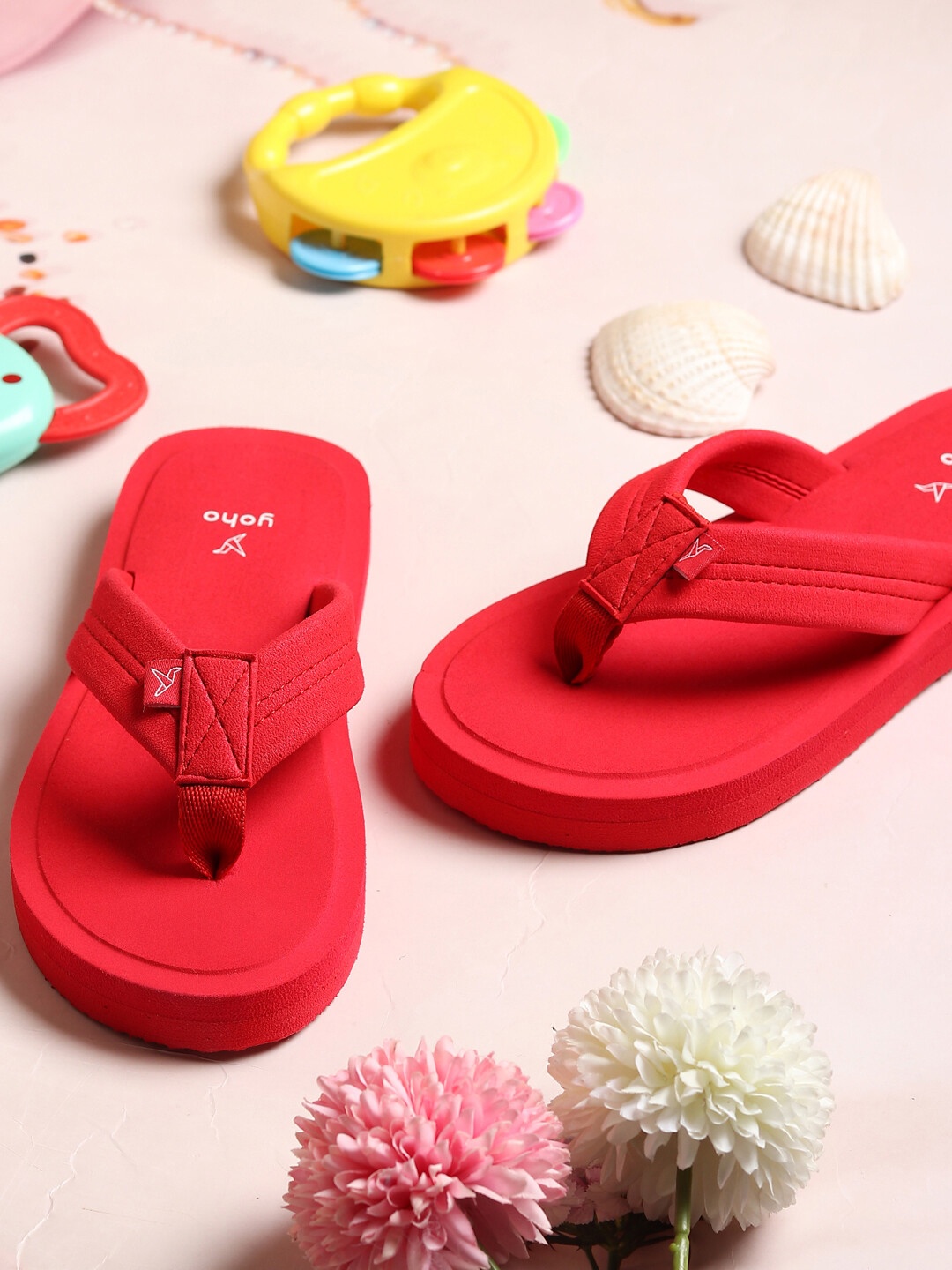 

YOHO Bubble Kids Junior Babysoft Skin Friendly EVA Slipper, Red