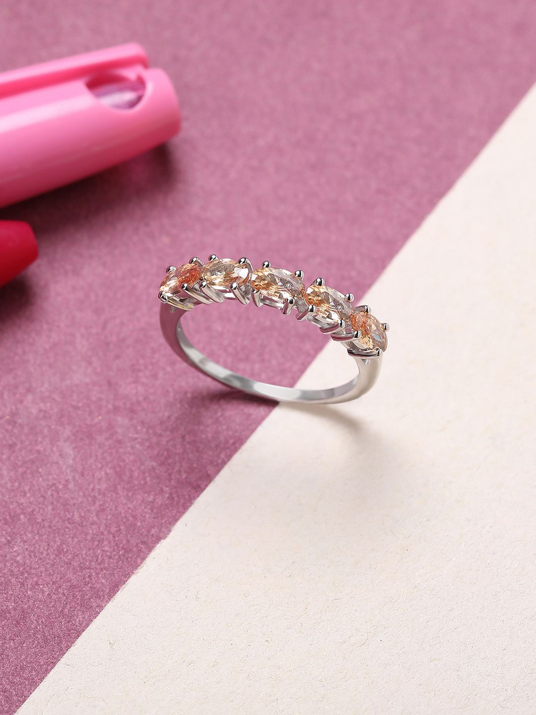 

Mia by Tanishq Champagne Sparkler 92.5 Sterling Silver Cubic Zirconia Finger Ring