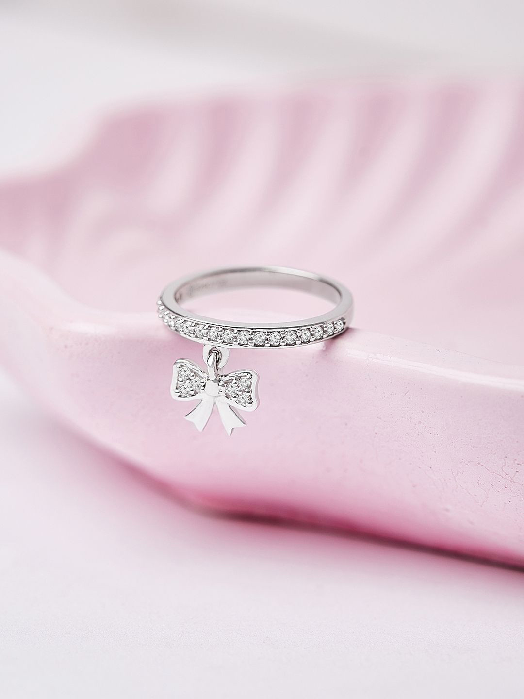 

Mia by Tanishq Bling Bow 92.5 Sterling Silver CZ Studded Finger Ring