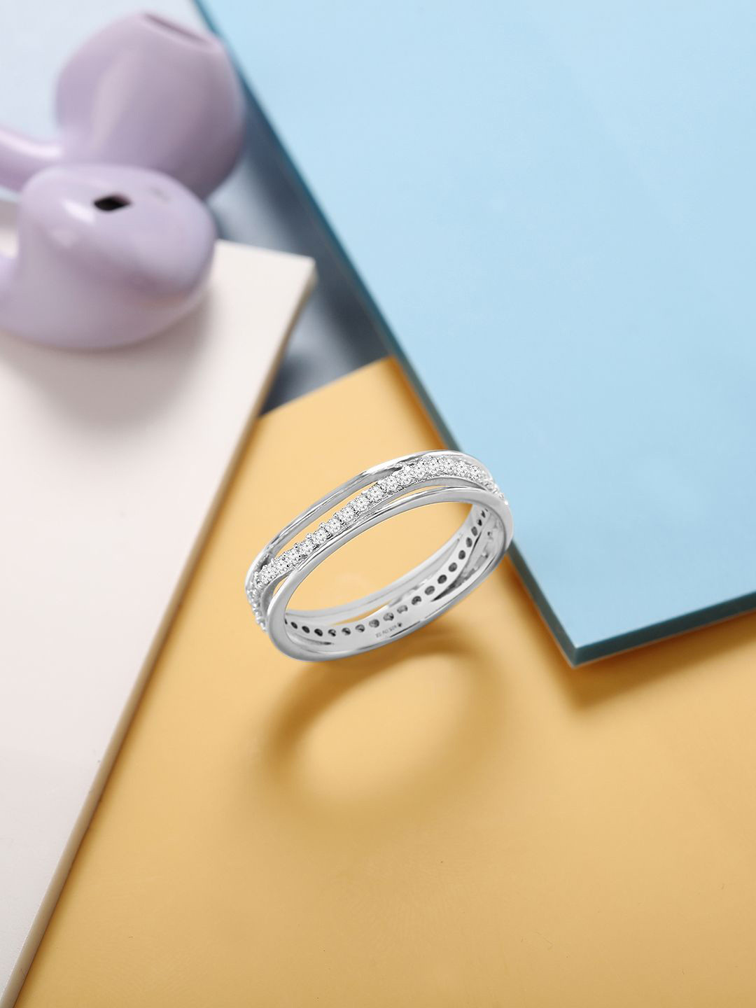 

Mia by Tanishq 92.5 Sterling Silver Cubic Zirconia Harmonic Flow Finger Ring