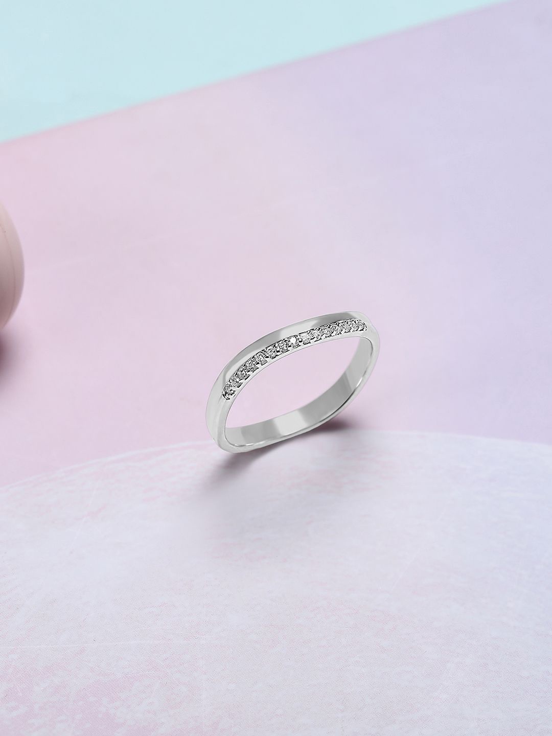 

Mia by Tanishq 925 Sterling Silver-Plated CZ Studded Graceful Sparkle Finger Ring