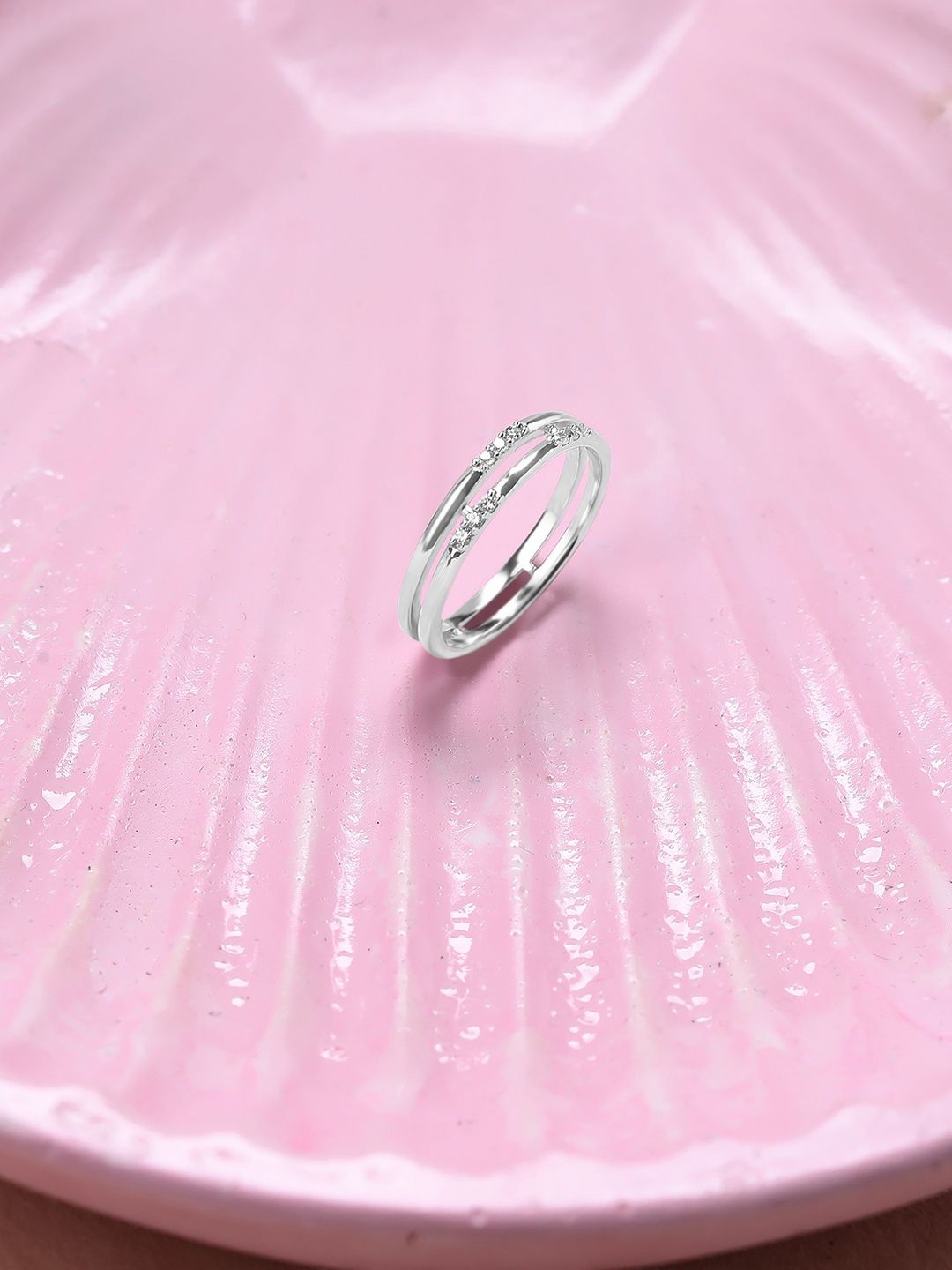 Mia by Tanishq Dual Glam 92.5 Sterling Silver CZ Studded Finger Ring