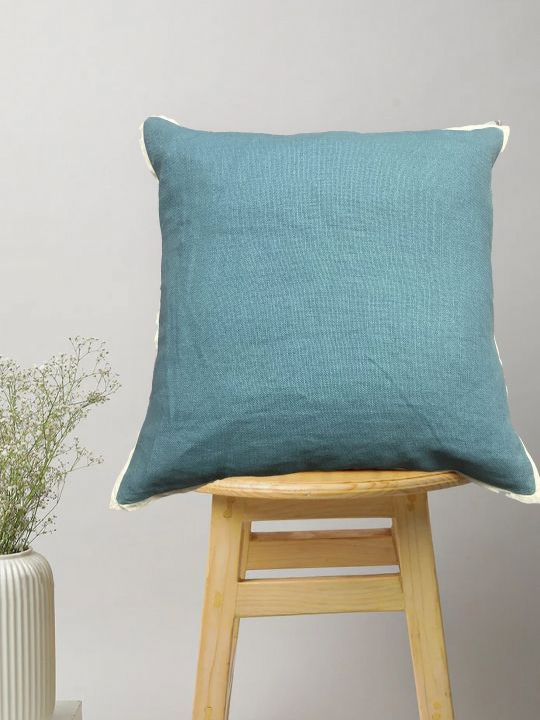 SAJAVAT Steel Grey Cotton Square Cushion Cover