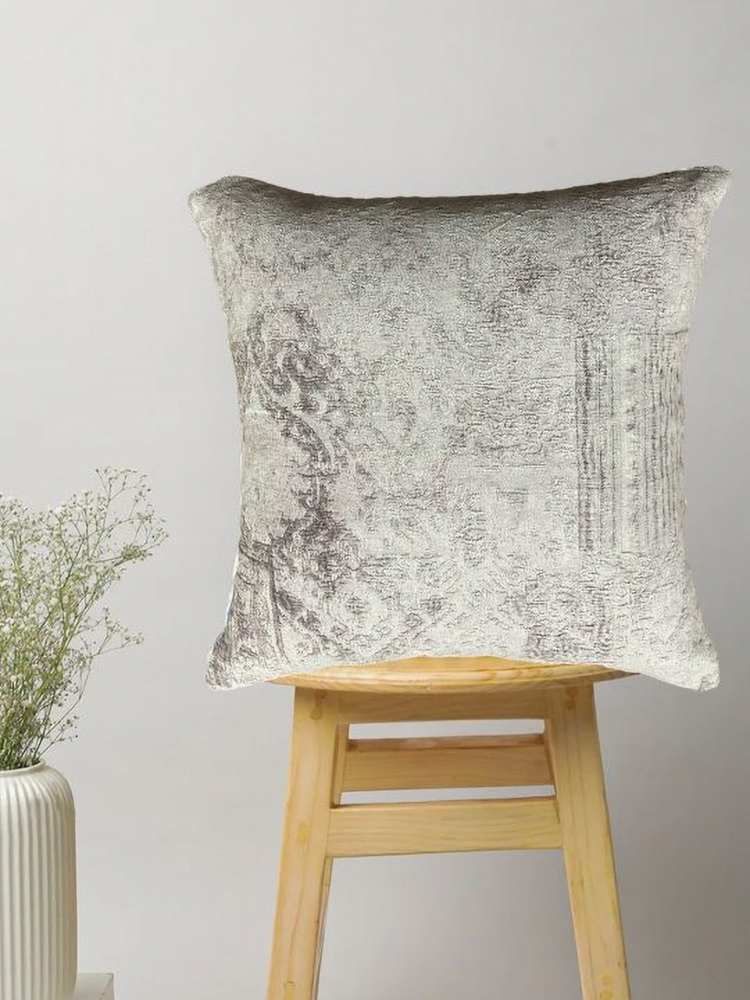 

SAJAVAT Beige Embroidered Cotton Square Cushion Cover
