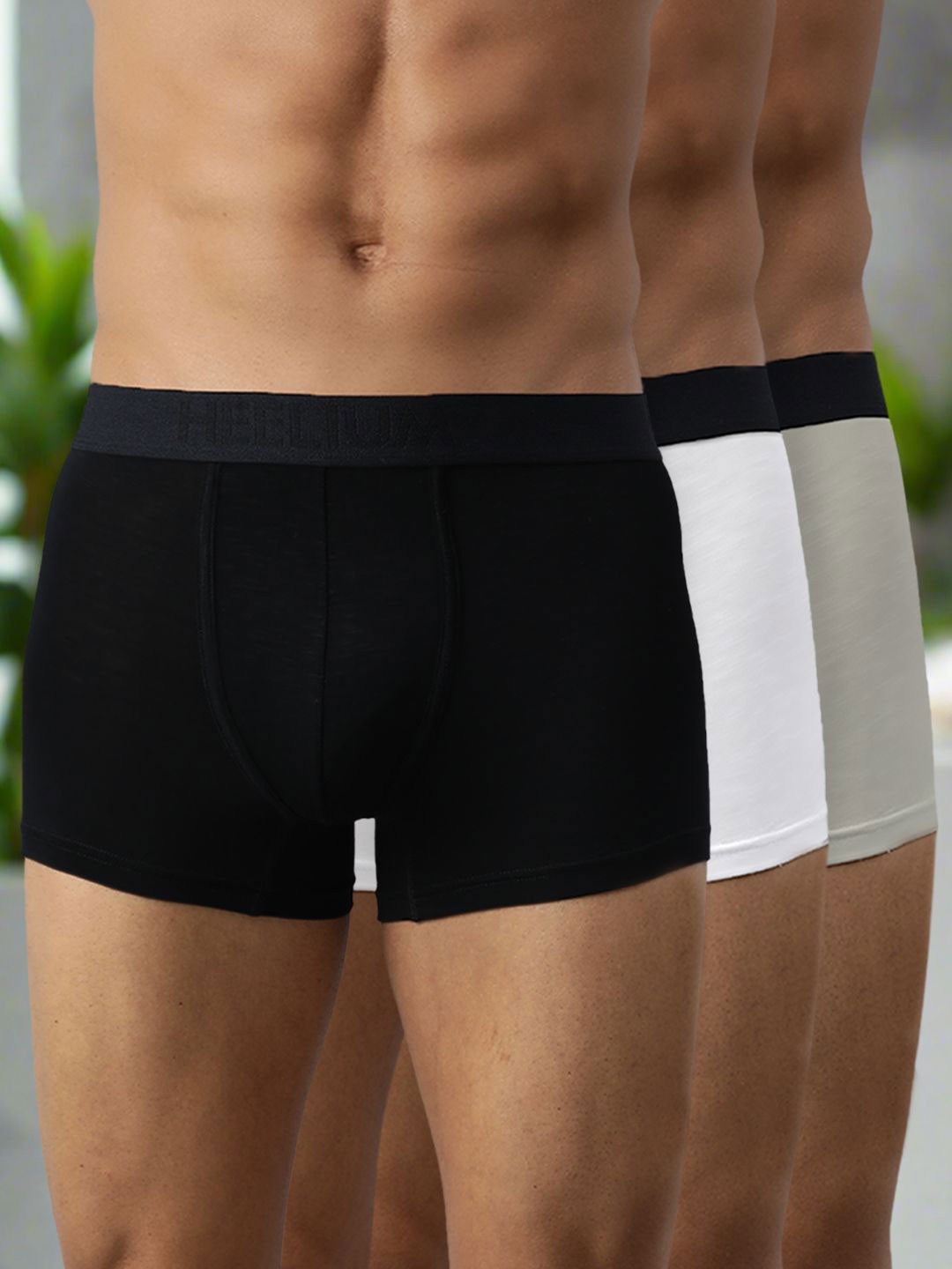 

HEELIUM Men Pack of 3 Bamboo Super Soft & Odour Free Comfort Fit Trunk, Black