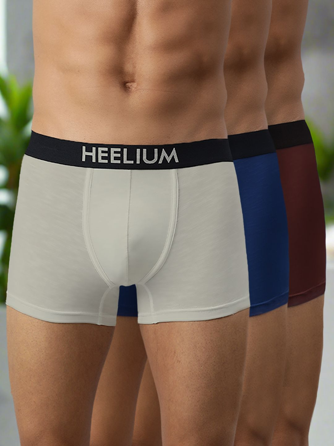 

HEELIUM Men Pack of 3 Bamboo Super Soft & Odour Free Comfort Fit Trunk, Grey