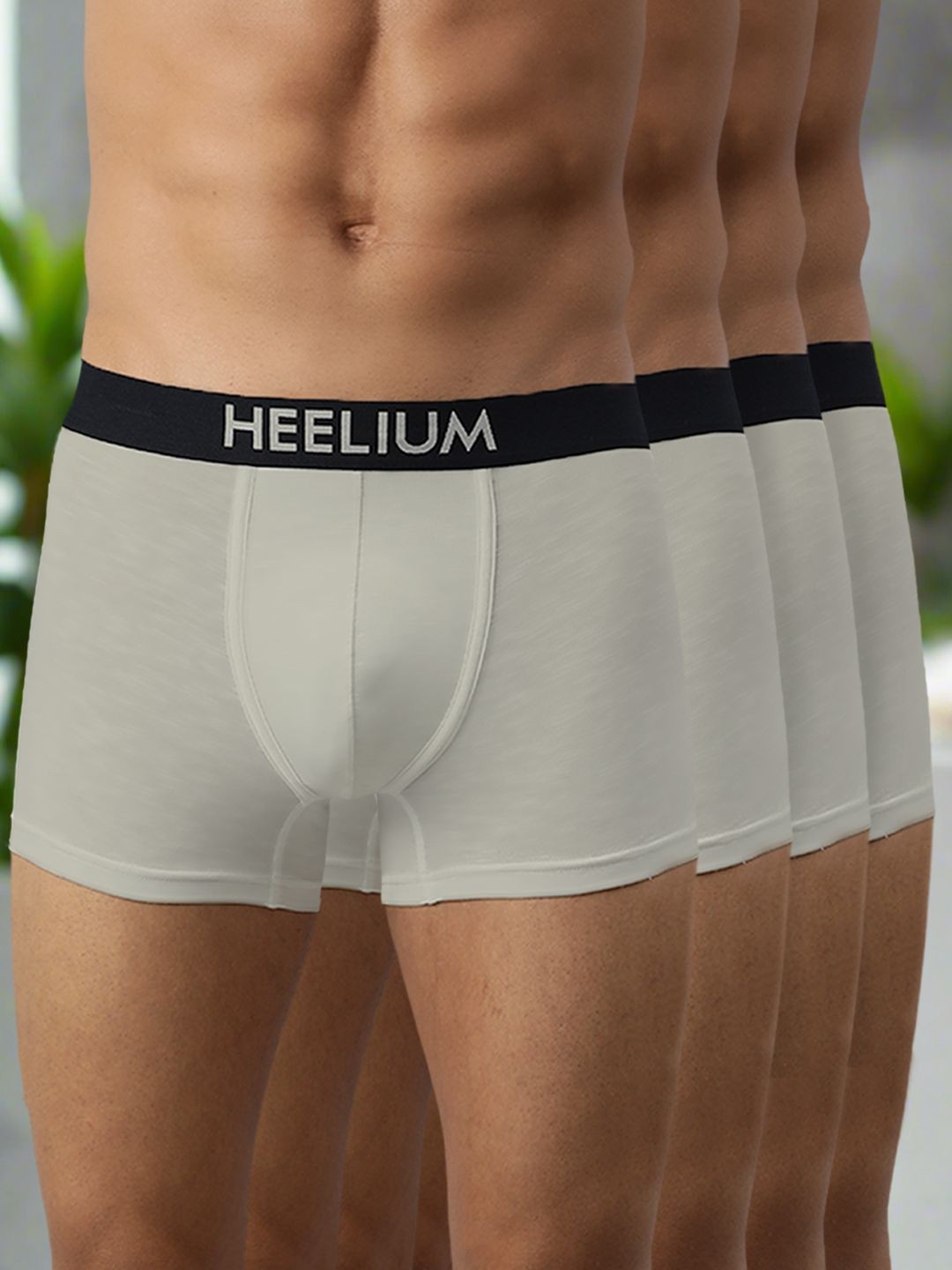 

HEELIUM Men Pack of 4 Bamboo Super Soft & Odour Free Comfort Fit Trunk, Grey
