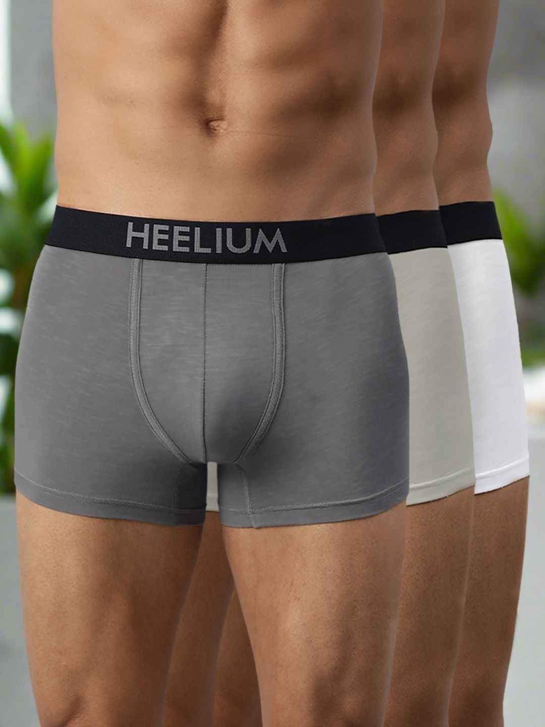 

HEELIUM Men Pack of 3 Bamboo Super Soft & Odour Free Comfort Fit Trunk, Grey