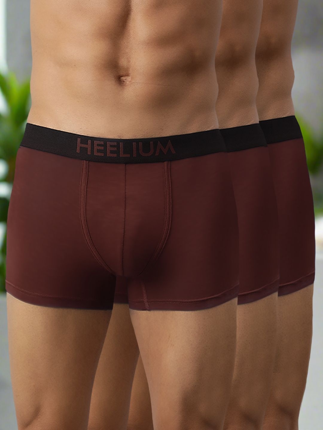 

HEELIUM Men Pack of 3 Bamboo Super Soft & Odour Free Comfort Fit Trunk, Red