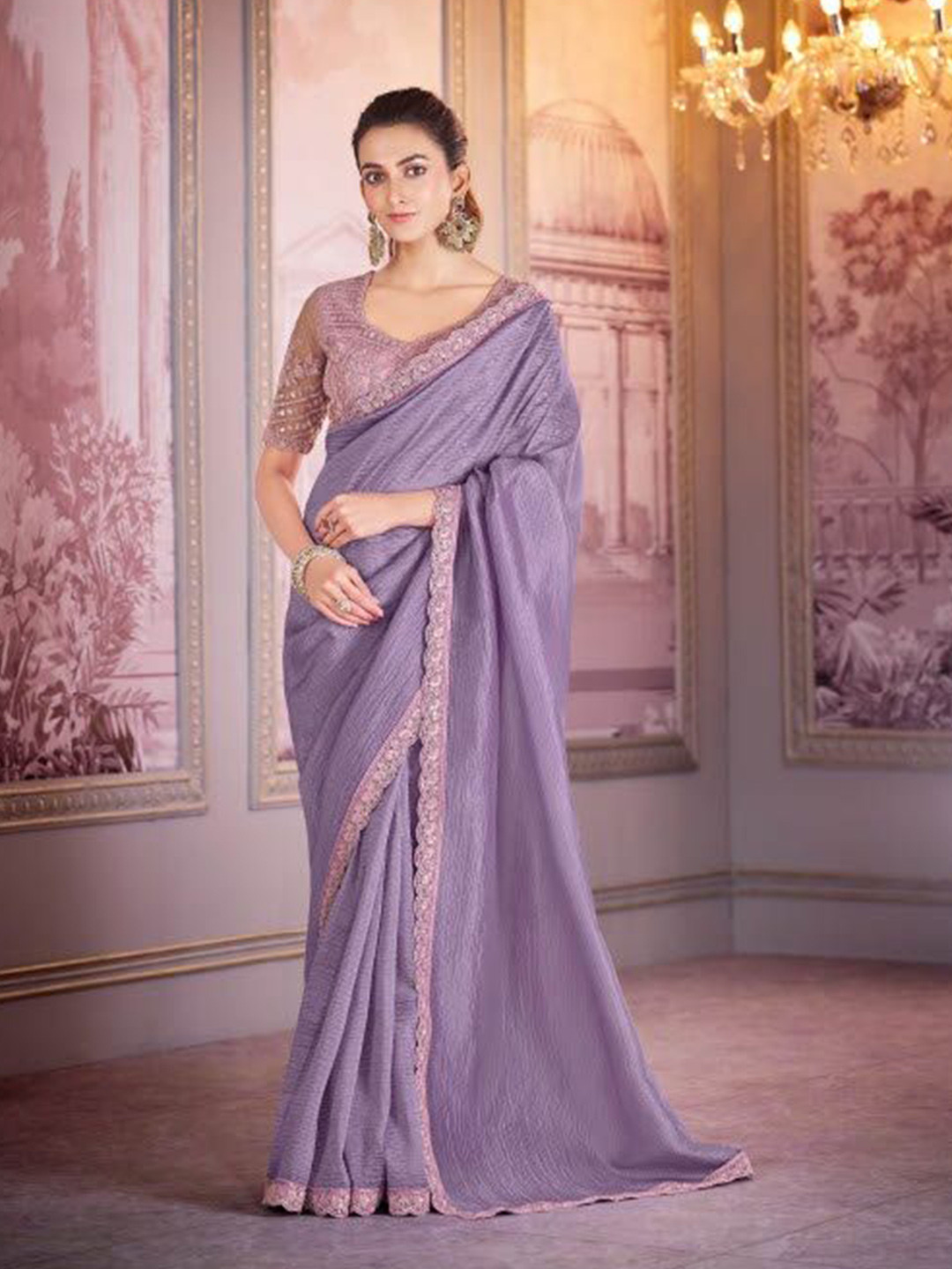 

MAHALASA Embroidered Pure Silk Saree, Purple