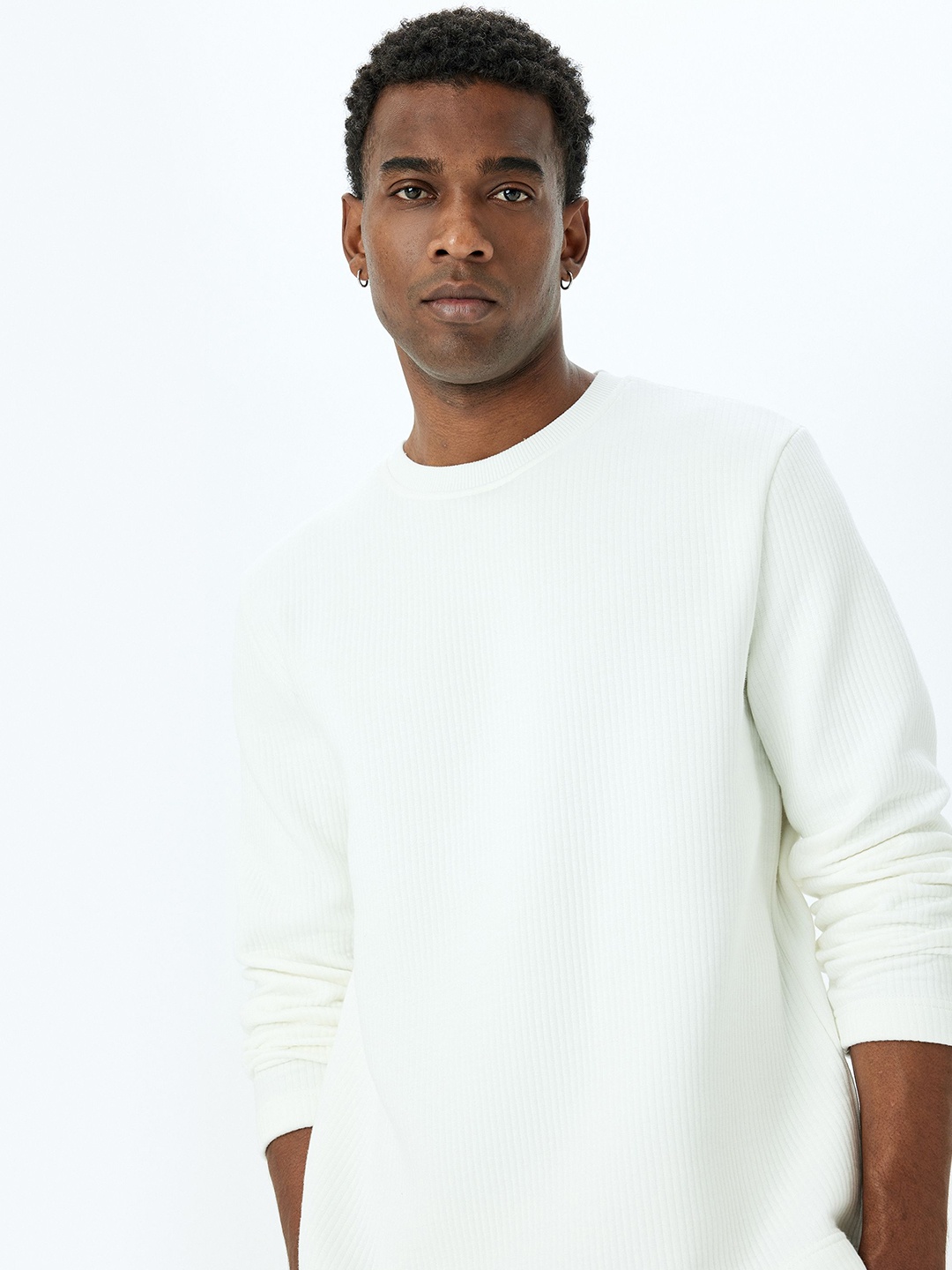 Koton Men Round Neck Long Sleeves Sweatshirt, Beige
