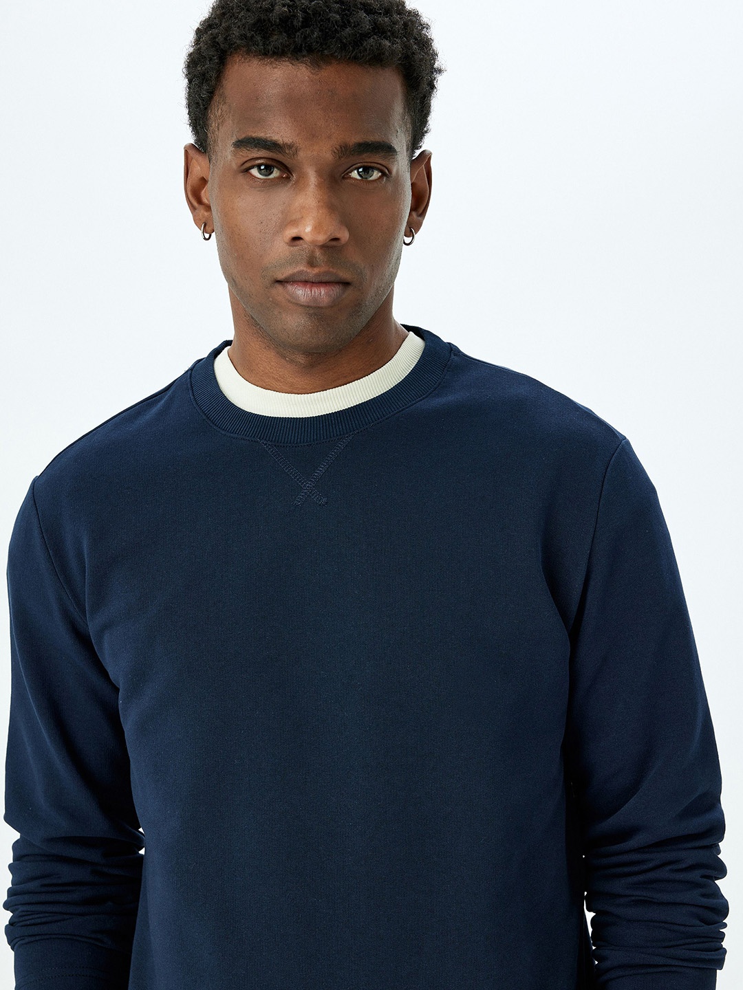 Koton Men Round Neck Sweatshirt, Navy blue
