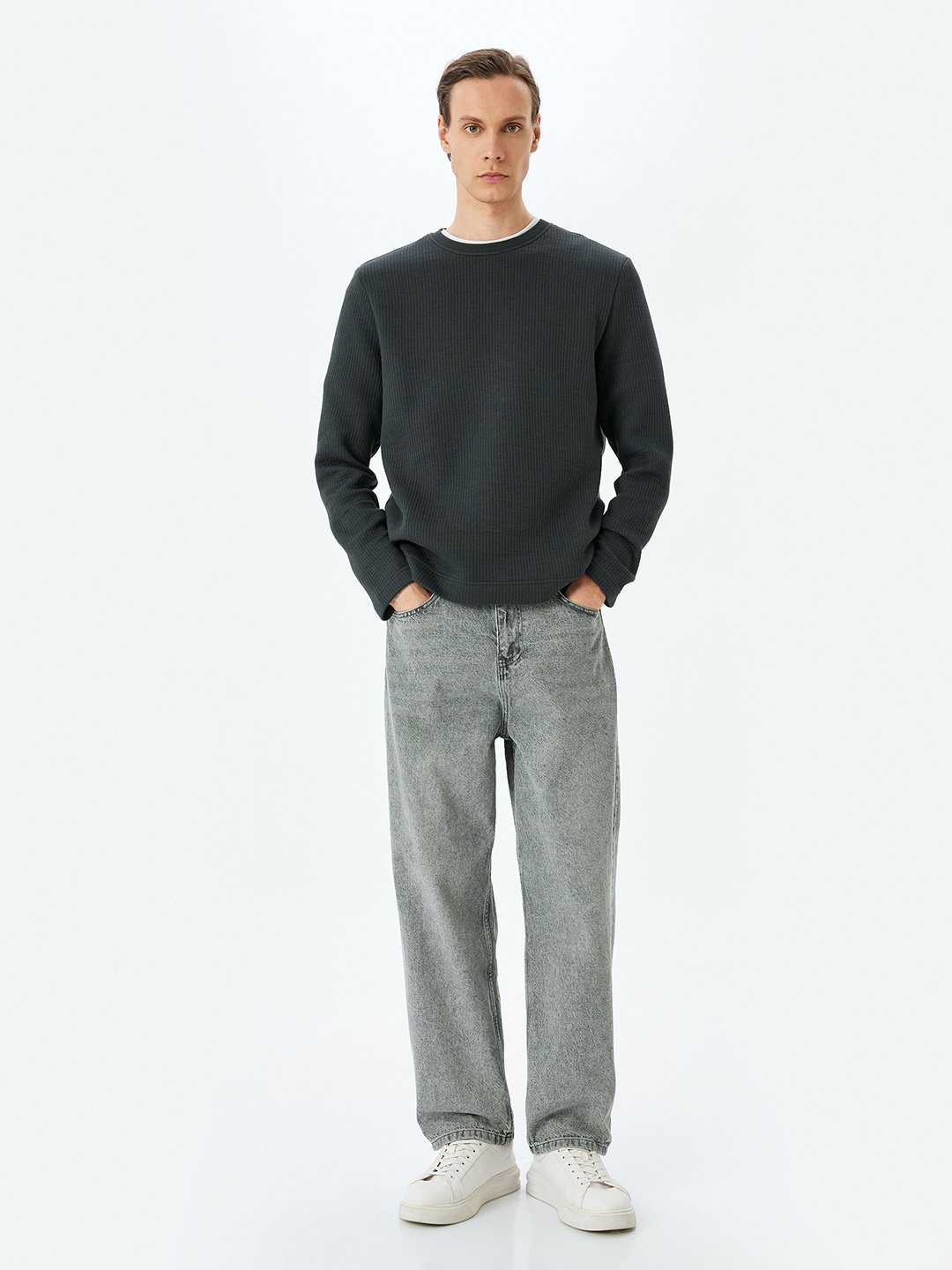 Koton Men Pullover Sweatshirt, Grey