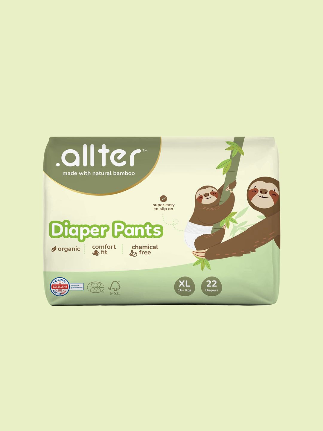 

.allter Kids Organic Diaper Pants - XL - 22 Pads, Green