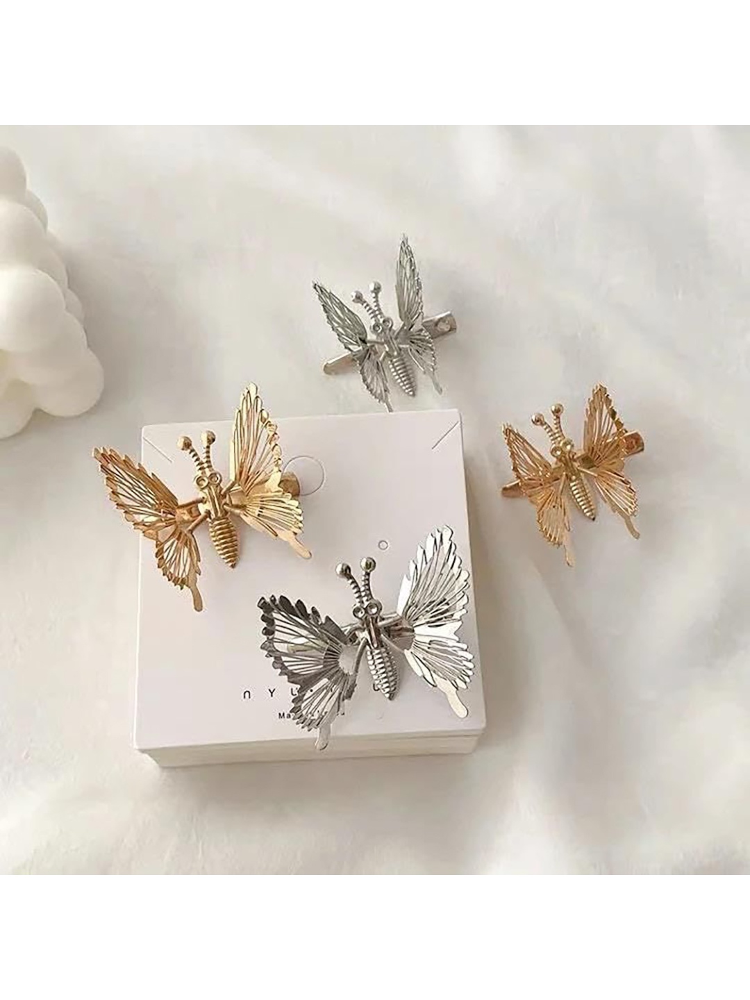 

BAESD Women Set of 4 Butterfly Alligator Hair Clip, Silver