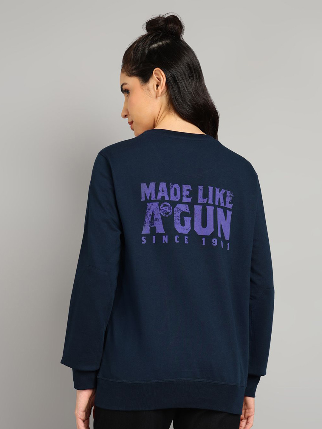 

Royal Enfield Women Printed Round Neck Long Sleeves Sweatshirt, Blue