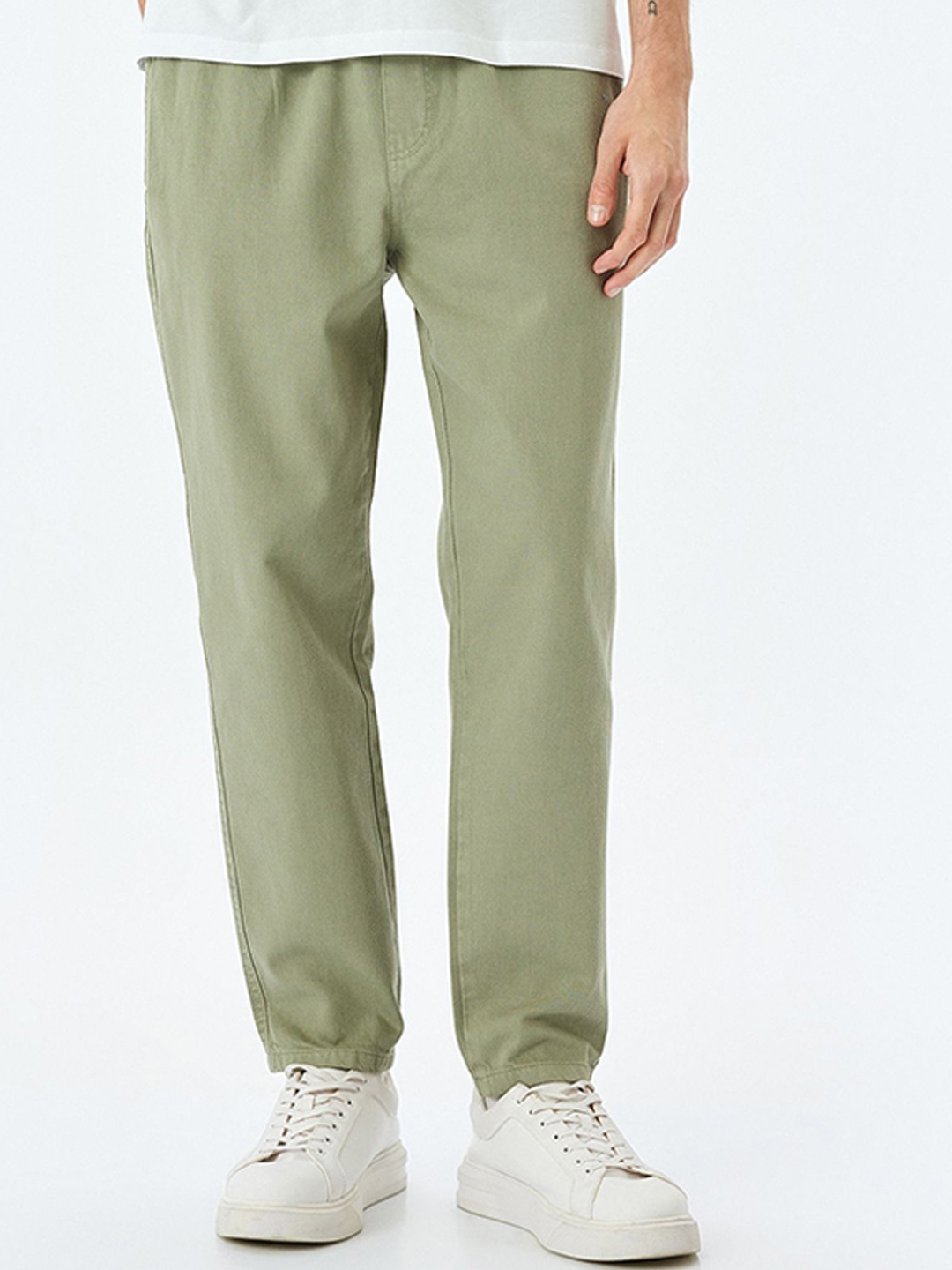 

Koton Men Cotton Straight Fit Mid-Rise Regular Trousers, Olive