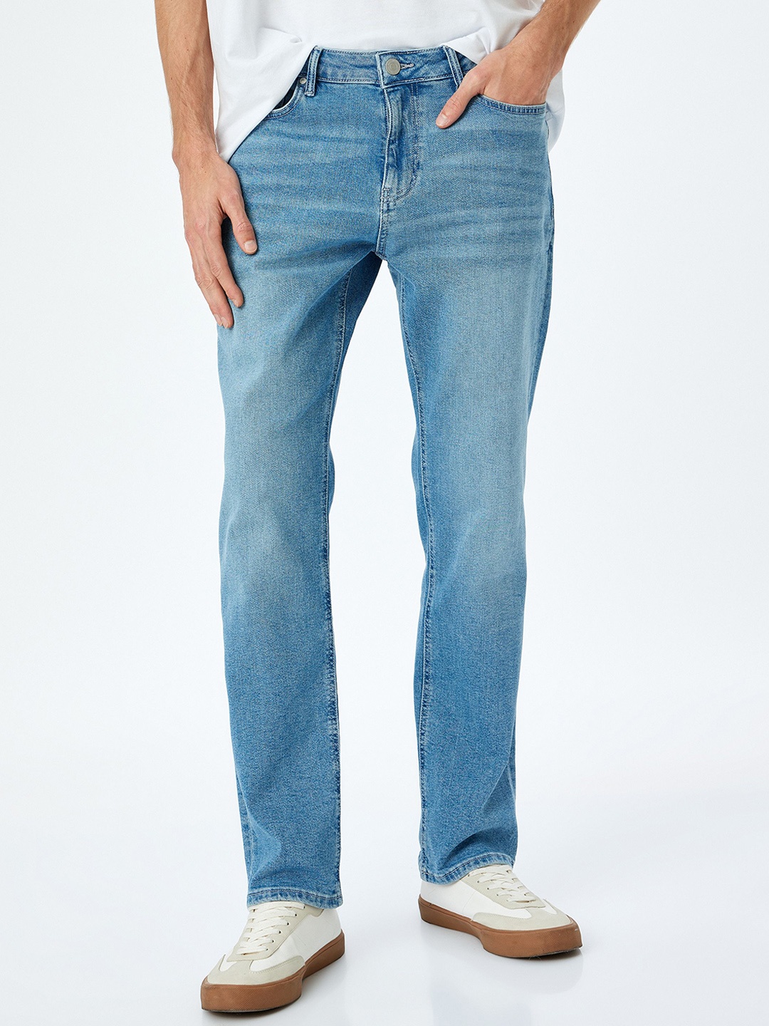 

Koton Men Straight Fit Low-Rise Heavy Fade Jeans, Blue