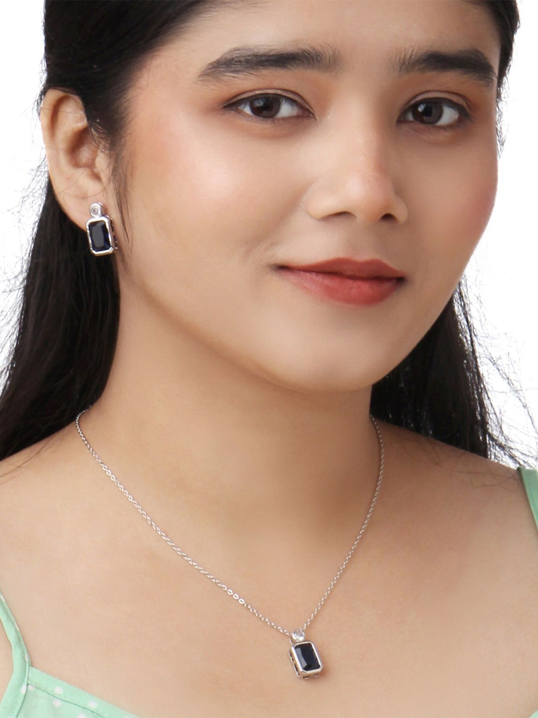 

Kord Store Rhodium-Plated Stone Studded Jewellery Set, Silver