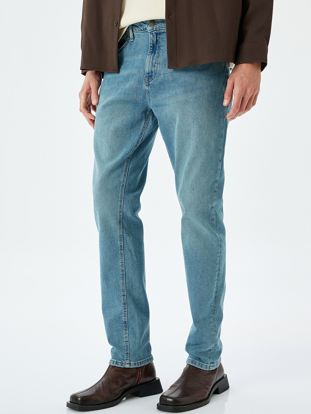 Koton Men Slim Fit Mid-Rise Clean Look Stretchable Jeans, Blue
