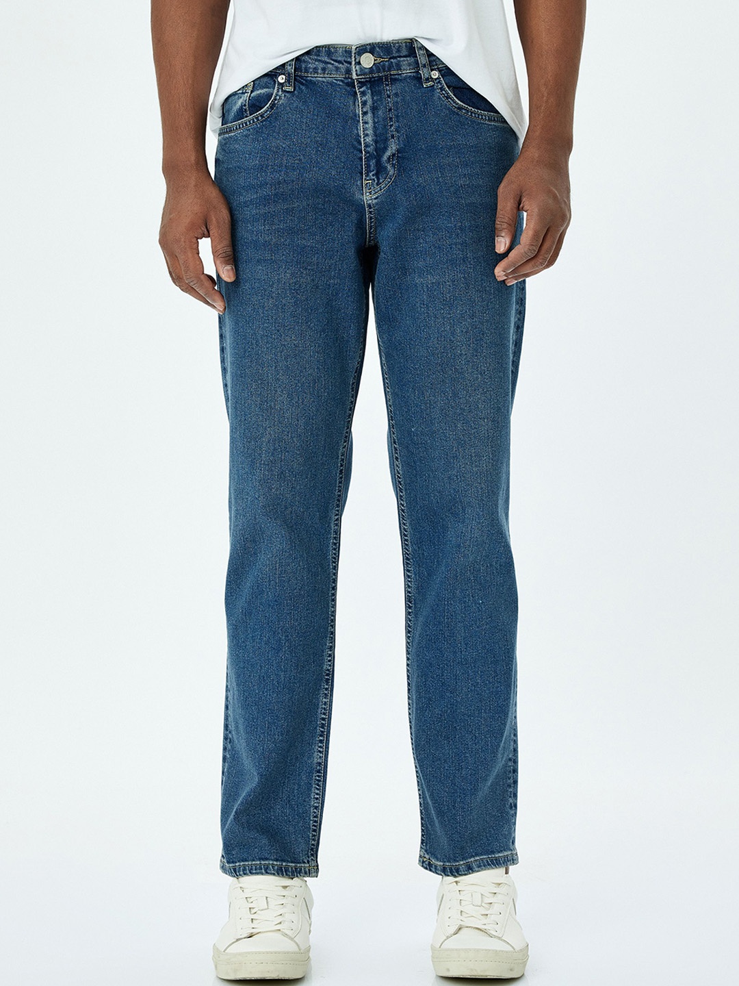 

Koton Men Straight Fit Mid-Rise Trousers, Blue
