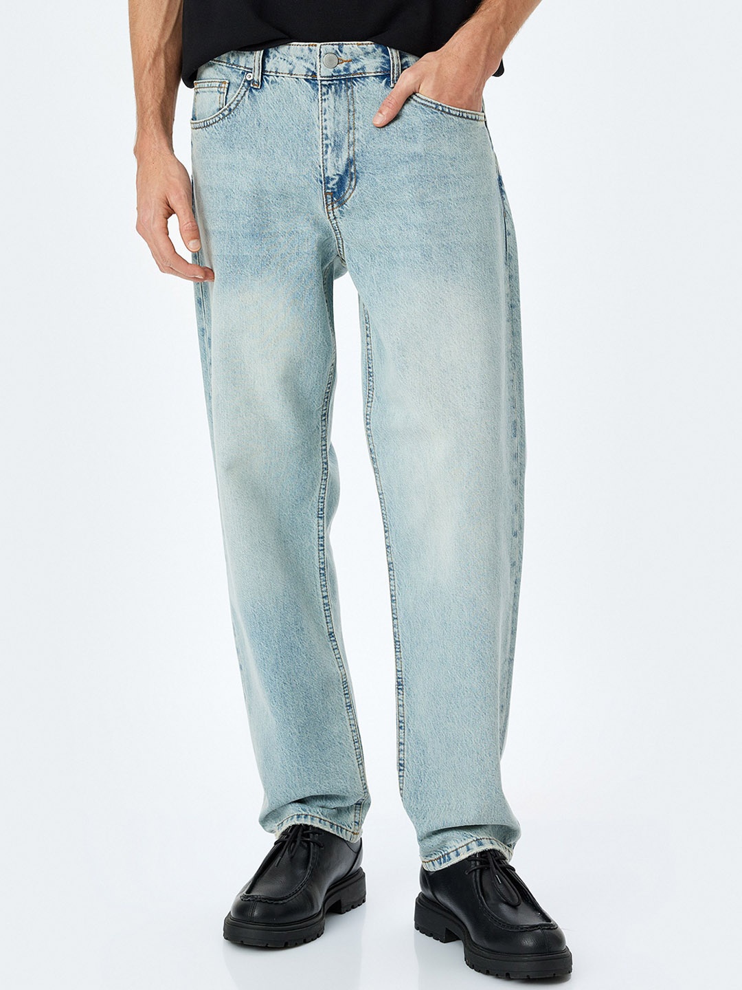 

Koton Men Straight Fit Cotton Trousers, Blue
